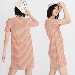 Madewell Swingy Tee Dress Sz XS Short Sleeve Scoop‎ Neck Relaxed Mini Red Stripe